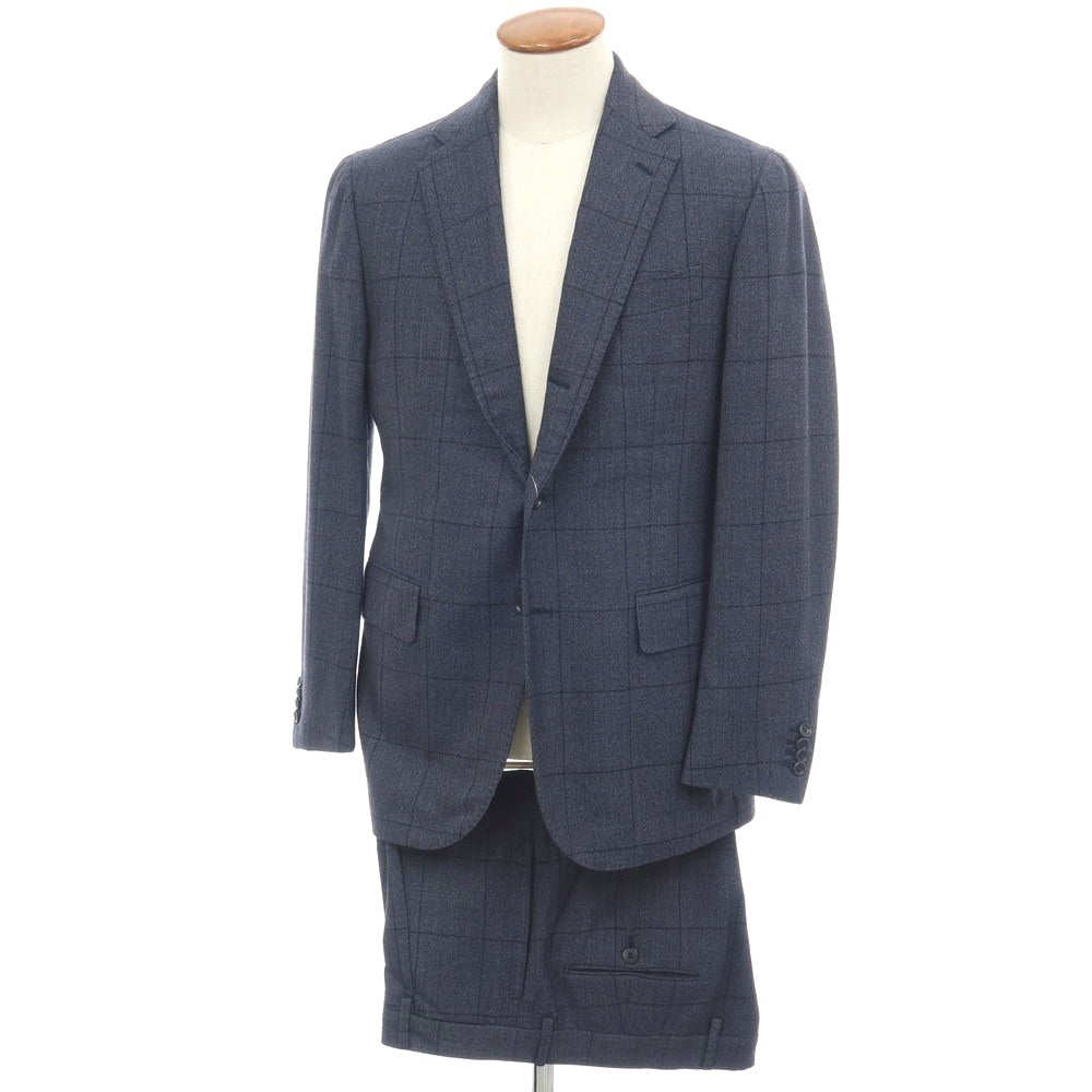 【中古】スティレ ラティーノ STILE LATINO ウール ウィンドウペーンチェック 3つボタンスーツ ライトネイビーxブラック【サイズ48】【 状態ランクB 】【 メンズ 】