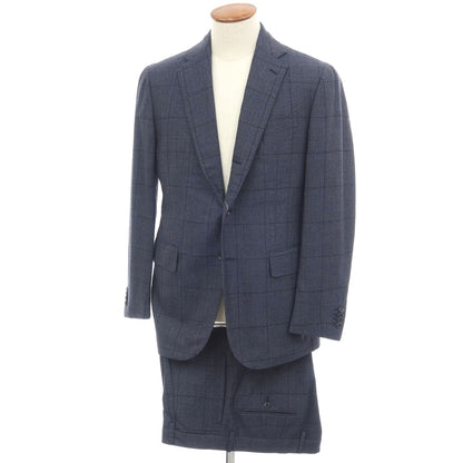 【中古】スティレ ラティーノ STILE LATINO ウール ウィンドウペーンチェック 3つボタンスーツ ライトネイビーxブラック【サイズ48】【 状態ランクB 】【 メンズ 】