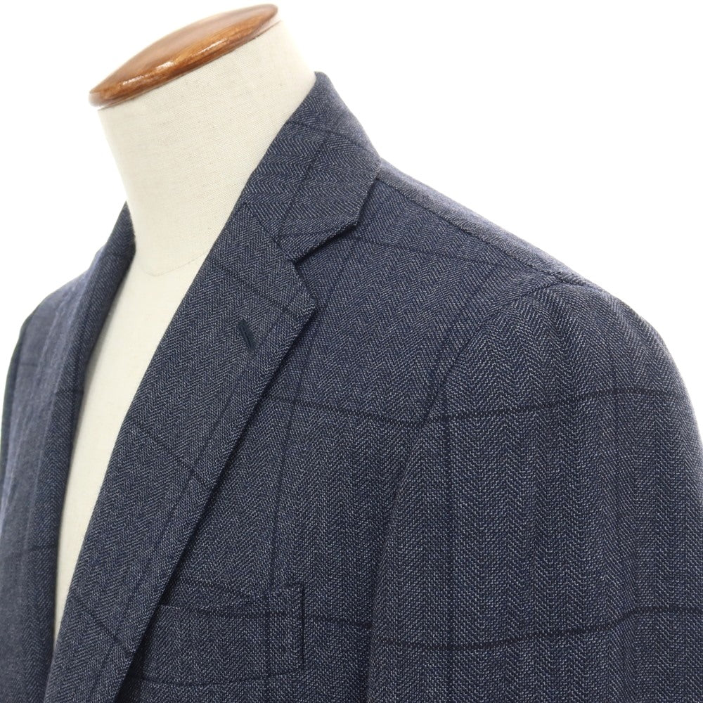 【中古】スティレ ラティーノ STILE LATINO ウール ウィンドウペーンチェック 3つボタンスーツ ライトネイビーxブラック【サイズ48】【 状態ランクB 】【 メンズ 】