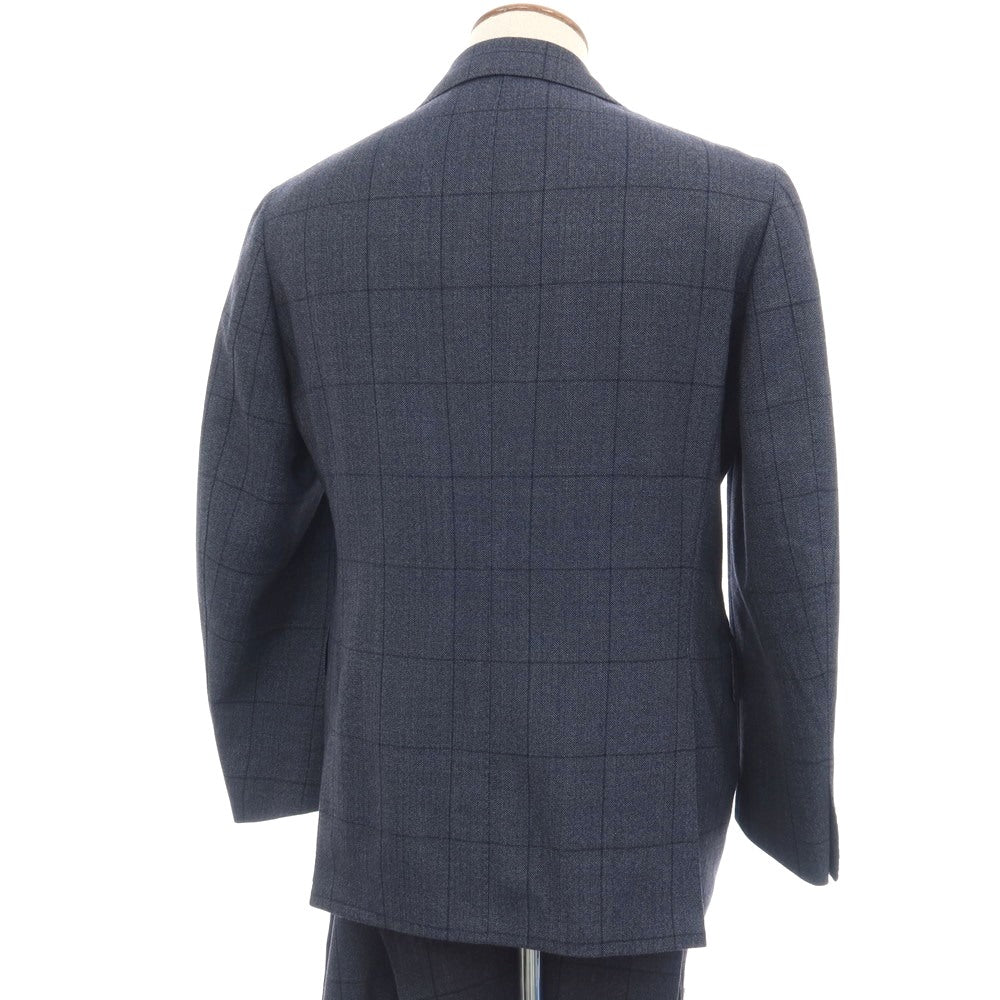 【中古】スティレ ラティーノ STILE LATINO ウール ウィンドウペーンチェック 3つボタンスーツ ライトネイビーxブラック【サイズ48】【 状態ランクB 】【 メンズ 】