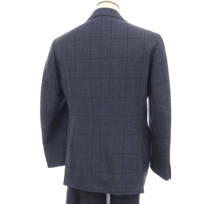 【中古】スティレ ラティーノ STILE LATINO ウール ウィンドウペーンチェック 3つボタンスーツ ライトネイビーxブラック【サイズ48】【 状態ランクB 】【 メンズ 】