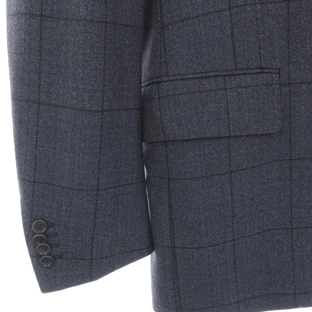 【中古】スティレ ラティーノ STILE LATINO ウール ウィンドウペーンチェック 3つボタンスーツ ライトネイビーxブラック【サイズ48】【 状態ランクB 】【 メンズ 】