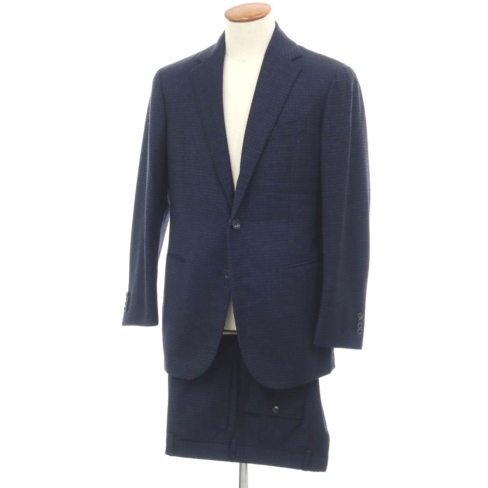 【中古】スティレ ラティーノ STILE LATINO ウール チェック 3つボタンスーツ ネイビーxブラック【サイズ上48/下(表記なし)XL位】【 状態ランクB 】【 メンズ 】