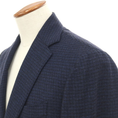 【中古】スティレ ラティーノ STILE LATINO ウール チェック 3つボタンスーツ ネイビーxブラック【サイズ上48/下(表記なし)XL位】【 状態ランクB 】【 メンズ 】