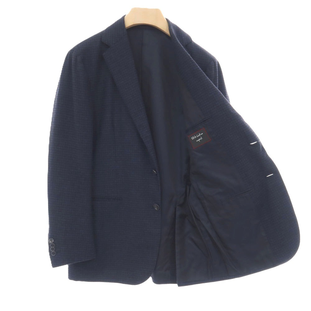 【中古】スティレ ラティーノ STILE LATINO ウール チェック 3つボタンスーツ ネイビーxブラック【サイズ上48/下(表記なし)XL位】【 状態ランクB 】【 メンズ 】