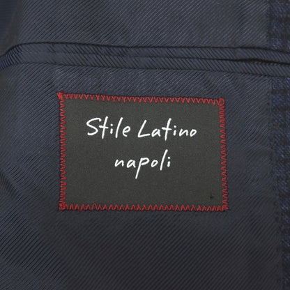 【中古】スティレ ラティーノ STILE LATINO ウール チェック 3つボタンスーツ ネイビーxブラック【サイズ上48/下(表記なし)XL位】【 状態ランクB 】【 メンズ 】