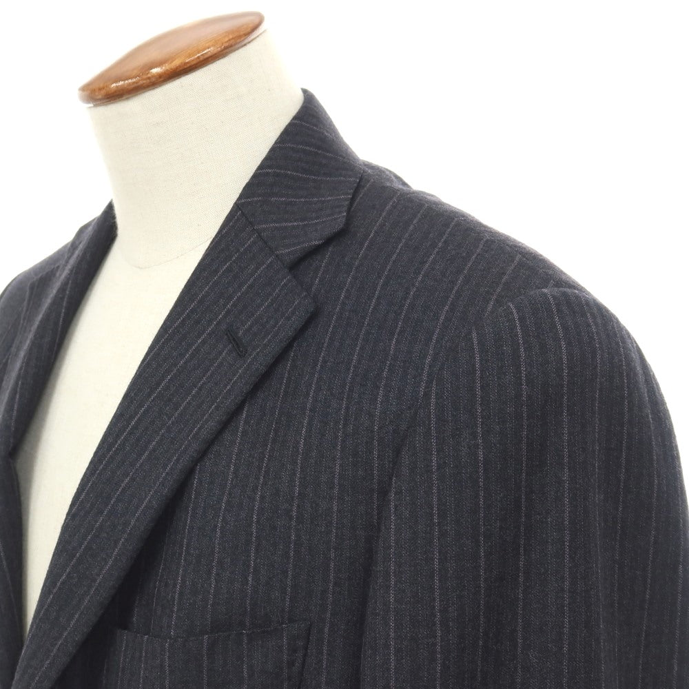 【中古】ベルベスト Belvest ISETAN MEN’S別注 ウール ストライプ 3つボタンスーツ ダークグレーxパープル【サイズ48】【 状態ランクB 】【 メンズ 】
