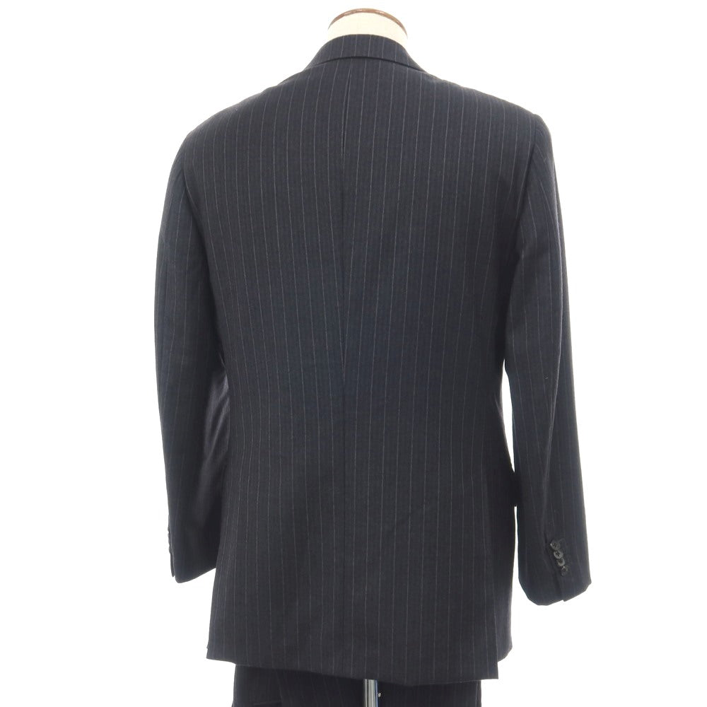 【中古】ベルベスト Belvest ISETAN MEN’S別注 ウール ストライプ 3つボタンスーツ ダークグレーxパープル【サイズ48】【 状態ランクB 】【 メンズ 】