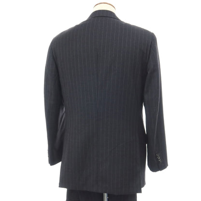 【中古】ベルベスト Belvest ISETAN MEN’S別注 ウール ストライプ 3つボタンスーツ ダークグレーxパープル【サイズ48】【 状態ランクB 】【 メンズ 】