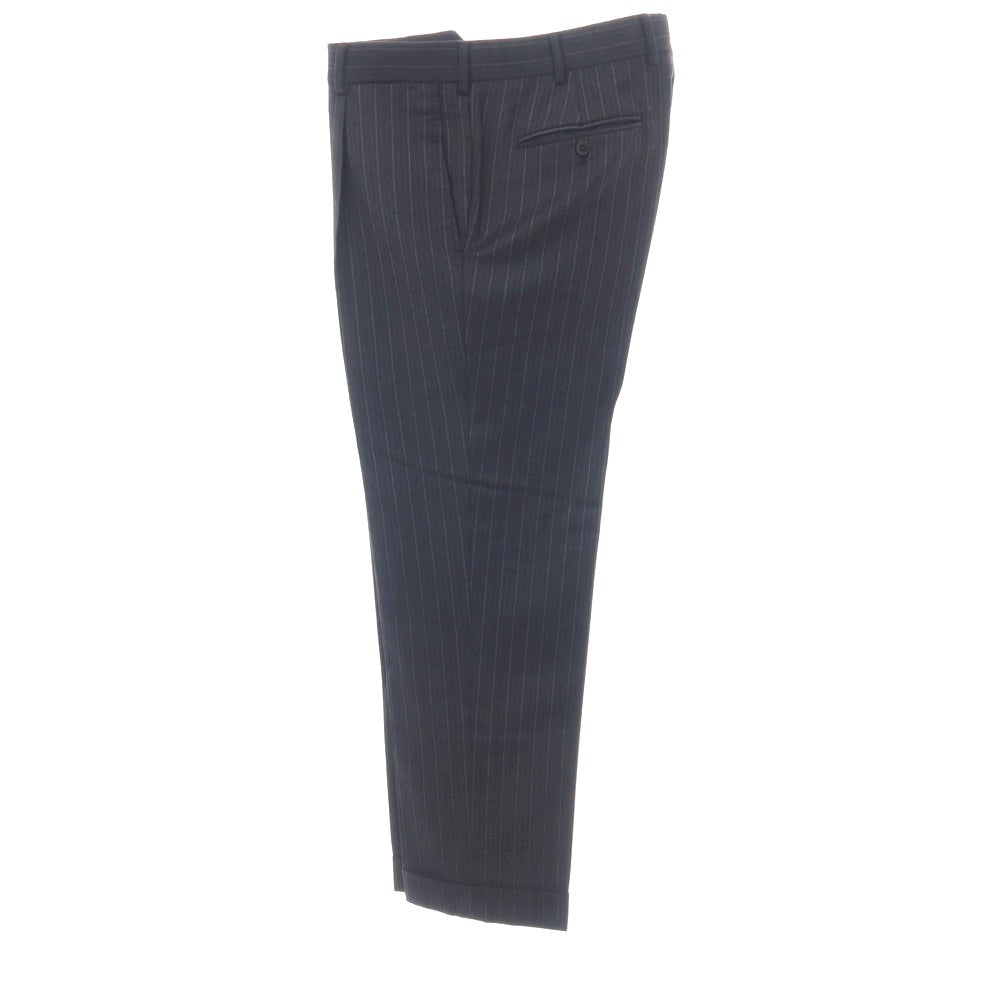【中古】ベルベスト Belvest ISETAN MEN’S別注 ウール ストライプ 3つボタンスーツ ダークグレーxパープル【サイズ48】【 状態ランクB 】【 メンズ 】