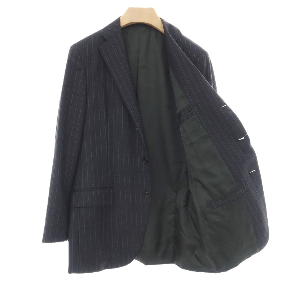 【中古】ベルベスト Belvest ISETAN MEN’S別注 ウール ストライプ 3つボタンスーツ ダークグレーxパープル【サイズ48】【 状態ランクB 】【 メンズ 】