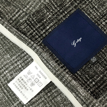 【中古】ジーステージ g-stage ポリエステル チェック プリント 2つボタンスーツ セットアップ ブラックxホワイト【サイズ50】【 状態ランクA 】【 メンズ 】