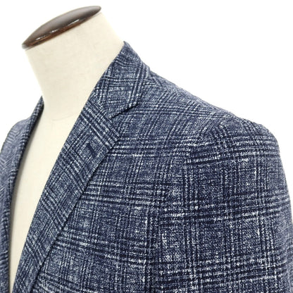 【中古】ジーステージ g-stage ポリエステル チェック プリント 2つボタンスーツ セットアップ ネイビーxホワイト【サイズ50】【 状態ランクA 】【 メンズ 】