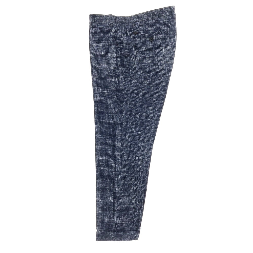 【中古】ジーステージ g-stage ポリエステル チェック プリント 2つボタンスーツ セットアップ ネイビーxホワイト【サイズ50】【 状態ランクA 】【 メンズ 】