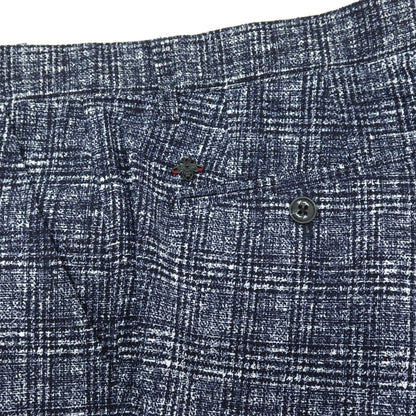 【中古】ジーステージ g-stage ポリエステル チェック プリント 2つボタンスーツ セットアップ ネイビーxホワイト【サイズ50】【 状態ランクA 】【 メンズ 】