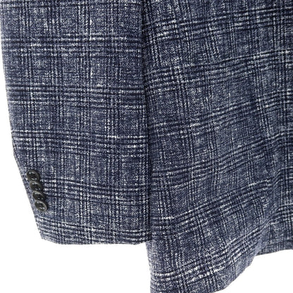 【中古】ジーステージ g-stage ポリエステル チェック プリント 2つボタンスーツ セットアップ ネイビーxホワイト【サイズ50】【 状態ランクA 】【 メンズ 】