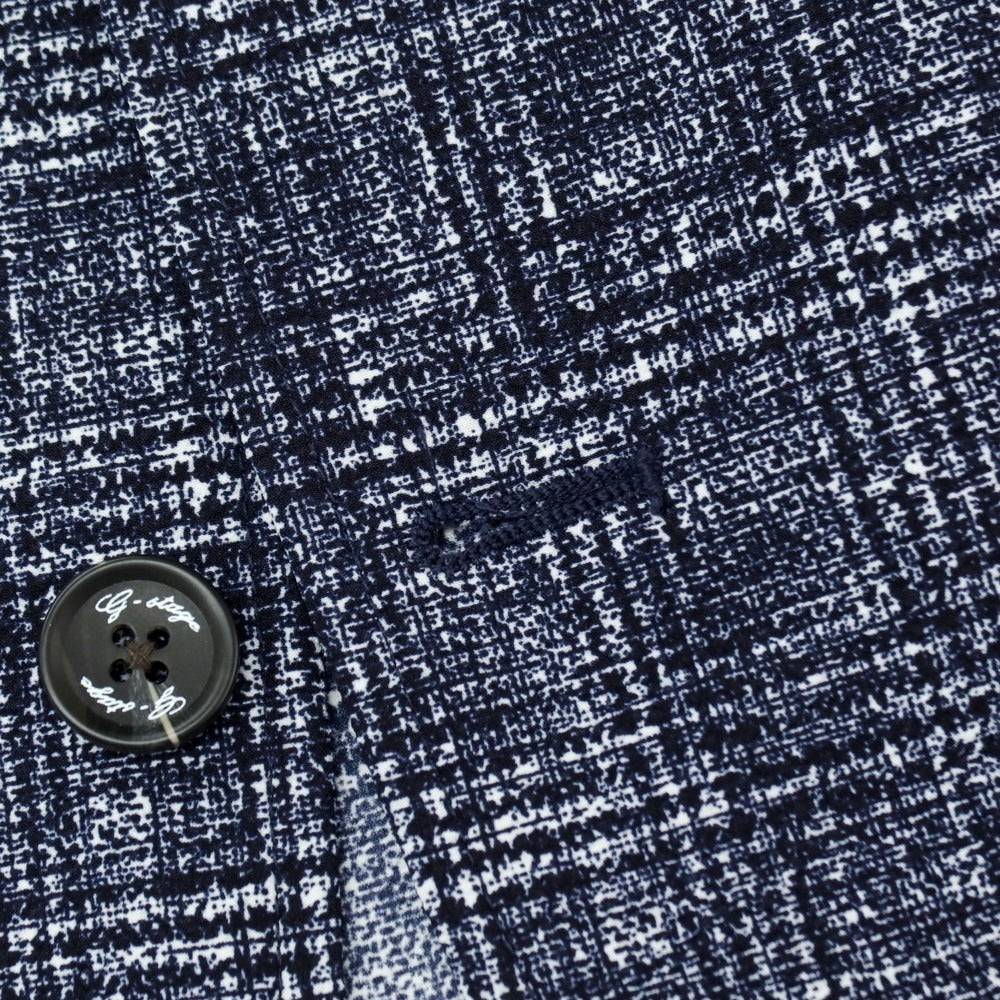 【中古】ジーステージ g-stage ポリエステル チェック プリント 2つボタンスーツ セットアップ ネイビーxホワイト【サイズ50】【 状態ランクA 】【 メンズ 】