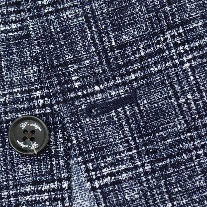 【中古】ジーステージ g-stage ポリエステル チェック プリント 2つボタンスーツ セットアップ ネイビーxホワイト【サイズ50】【 状態ランクA 】【 メンズ 】