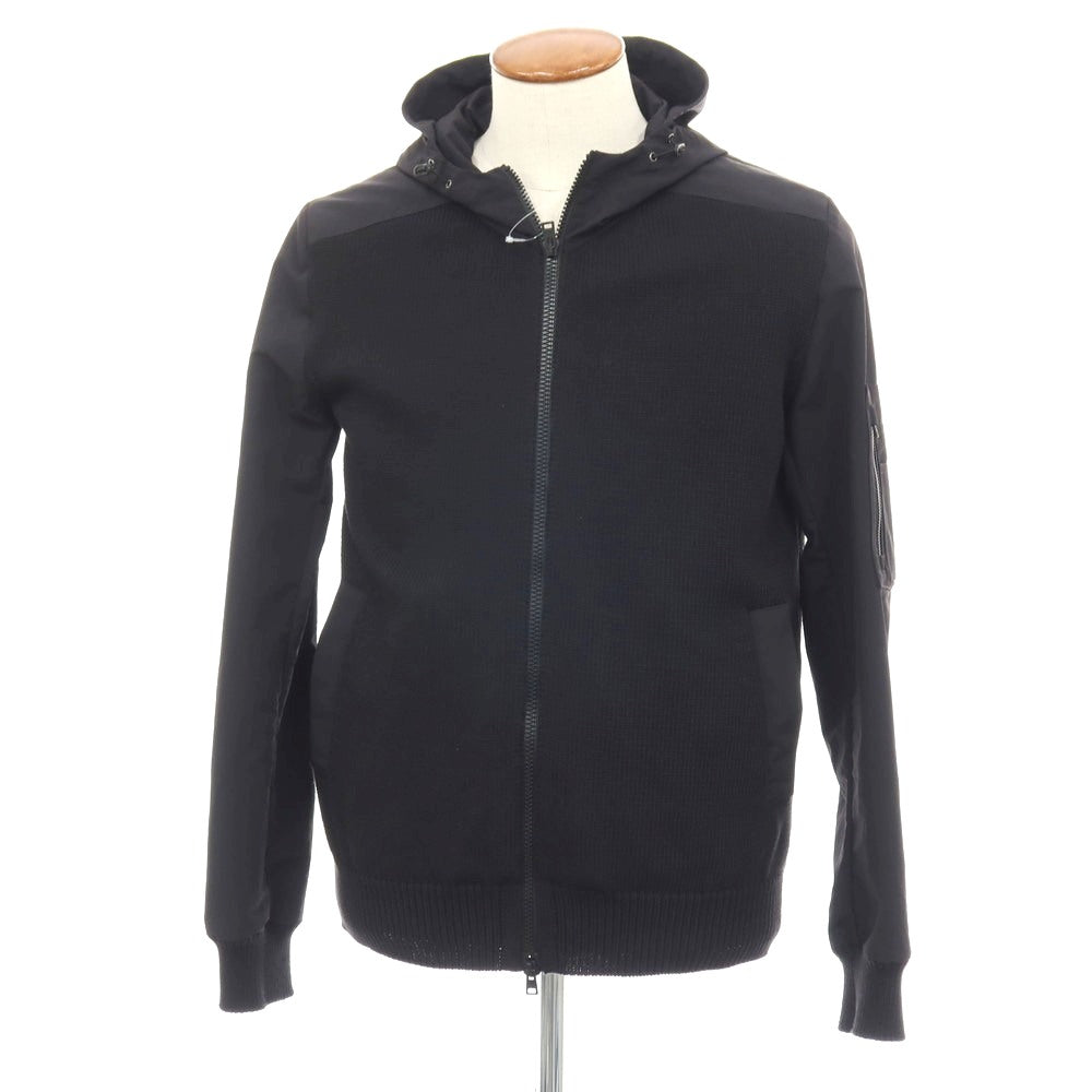【中古】ヘルノ Herno ニット切り替え ダブルジップ フーデッドブルゾン ブラック【サイズ48】【 状態ランクB 】【 メンズ 】