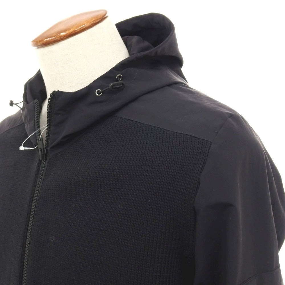 【中古】ヘルノ Herno ニット切り替え ダブルジップ フーデッドブルゾン ブラック【サイズ48】【 状態ランクB 】【 メンズ 】
