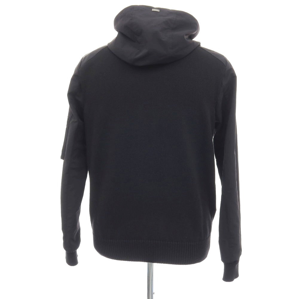 【中古】ヘルノ Herno ニット切り替え ダブルジップ フーデッドブルゾン ブラック【サイズ48】【 状態ランクB 】【 メンズ 】