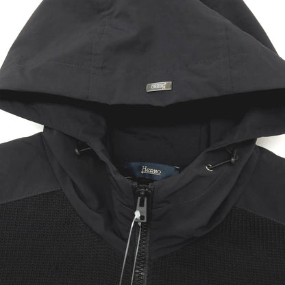 【中古】ヘルノ Herno ニット切り替え ダブルジップ フーデッドブルゾン ブラック【サイズ48】【 状態ランクB 】【 メンズ 】