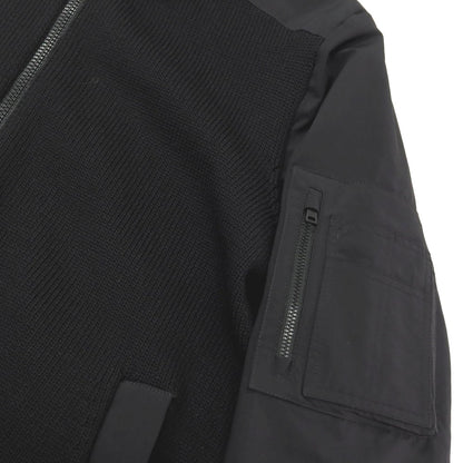 【中古】ヘルノ Herno ニット切り替え ダブルジップ フーデッドブルゾン ブラック【サイズ48】【 状態ランクB 】【 メンズ 】