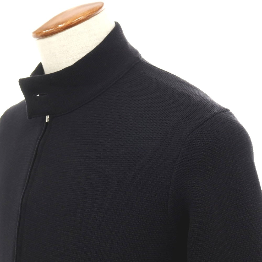 【中古】フィリッポ デ ローレンティス FILIPPO DE LAURENTIIS クレープコットン ダブルジップ ニットブルゾン ブラック【サイズ48】【 状態ランクB 】【 メンズ 】