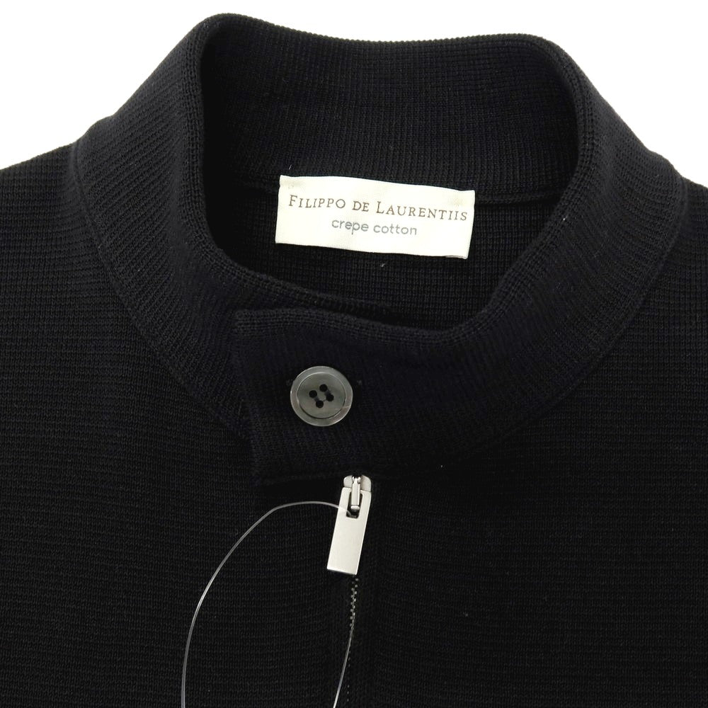 【中古】フィリッポ デ ローレンティス FILIPPO DE LAURENTIIS クレープコットン ダブルジップ ニットブルゾン ブラック【サイズ48】【 状態ランクB 】【 メンズ 】