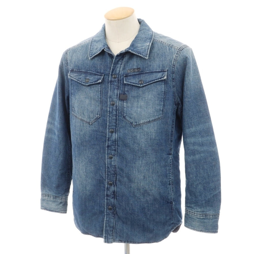 【中古】ジースターロウ G-STAR RAW 3301 PADDED OVERSHIRT コットン デニム 中綿入り シャツブルゾン ブルー【サイズS】【 状態ランクB 】【 メンズ 】