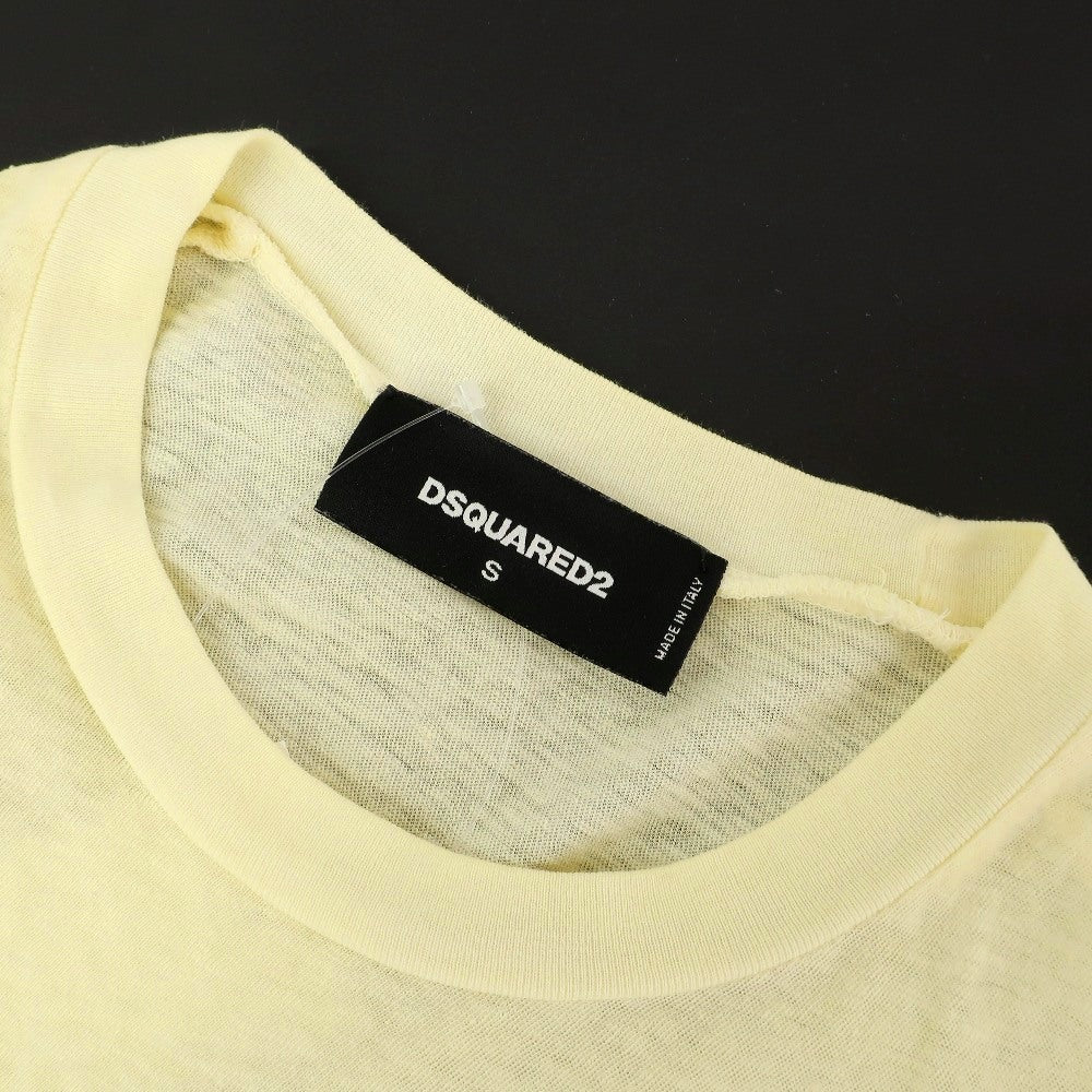 【SALE30%OFF/返品不可】【中古】ディースクエアード DSQUARED2 コットン スラブ クルーネック 半袖Ｔシャツ クリームイエロー【 サイズS 】【 状態ランクB 】【 メンズ 】