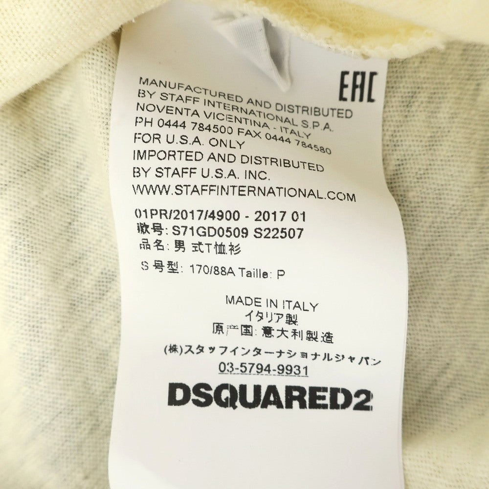 【SALE30%OFF/返品不可】【中古】ディースクエアード DSQUARED2 コットン スラブ クルーネック 半袖Ｔシャツ クリームイエロー【 サイズS 】【 状態ランクB 】【 メンズ 】