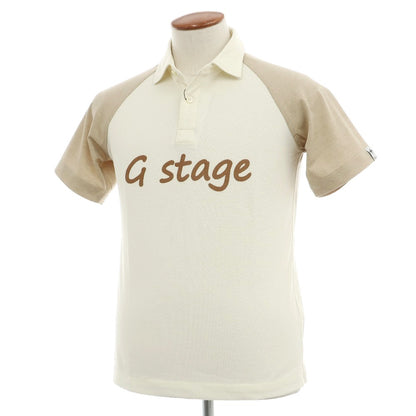 【中古】【未使用】ジーステージ g-stage ストレッチ ポリエステルレーヨン 鹿の子 半袖ポロシャツ アイボリーxベージュ【サイズ46】【 状態ランクS 】【 メンズ 】