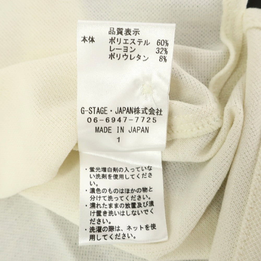 【中古】【未使用】ジーステージ g-stage ストレッチ ポリエステルレーヨン 鹿の子 半袖ポロシャツ アイボリーxベージュ【サイズ46】【 状態ランクS 】【 メンズ 】