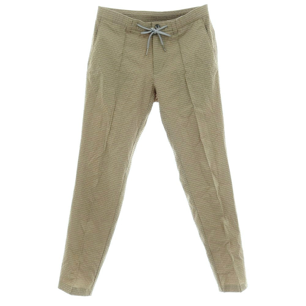 【中古】ジーステージ g-stage ポリエステル サッカー チェック イージースラックスパンツ オリーブ系【サイズ46】【 状態ランクA 】【 メンズ 】