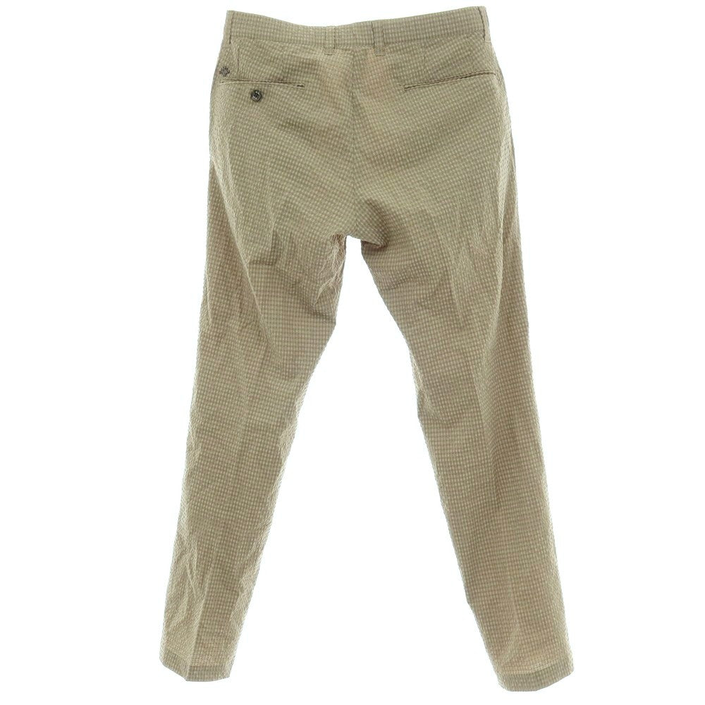 【中古】ジーステージ g-stage ポリエステル サッカー チェック イージースラックスパンツ オリーブ系【サイズ46】【 状態ランクA 】【 メンズ 】