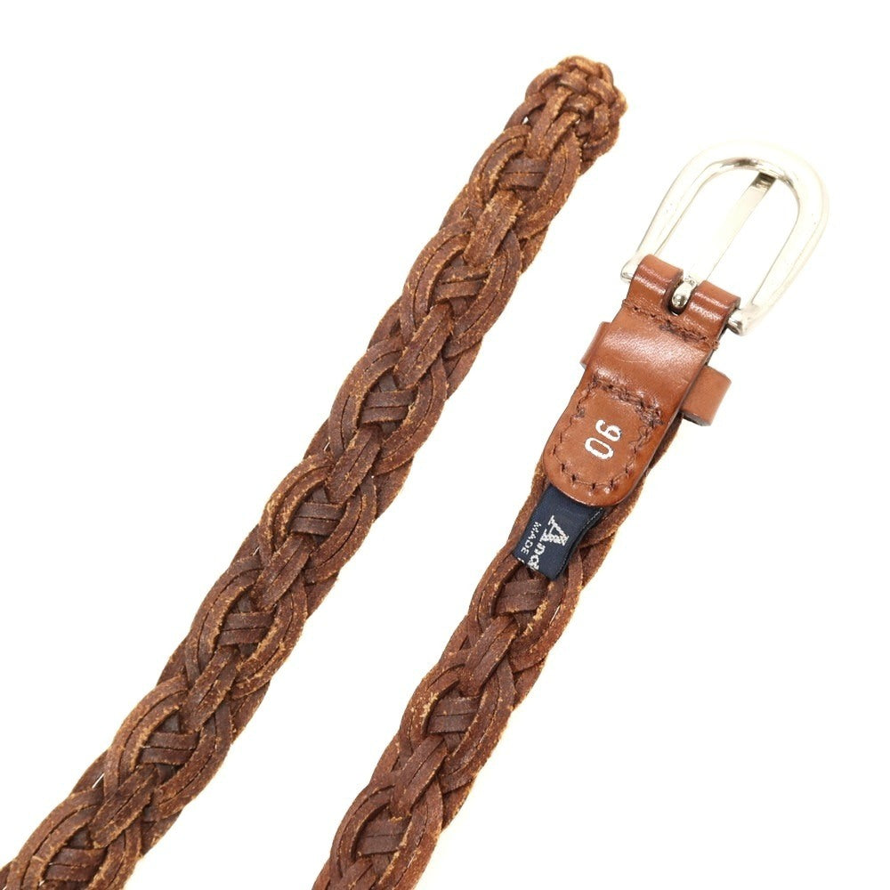 【中古】アンダーソンズ Andersons レザー メッシュベルト ブラウンxシルバー【サイズ90】【 状態ランクB 】【 メンズ 】