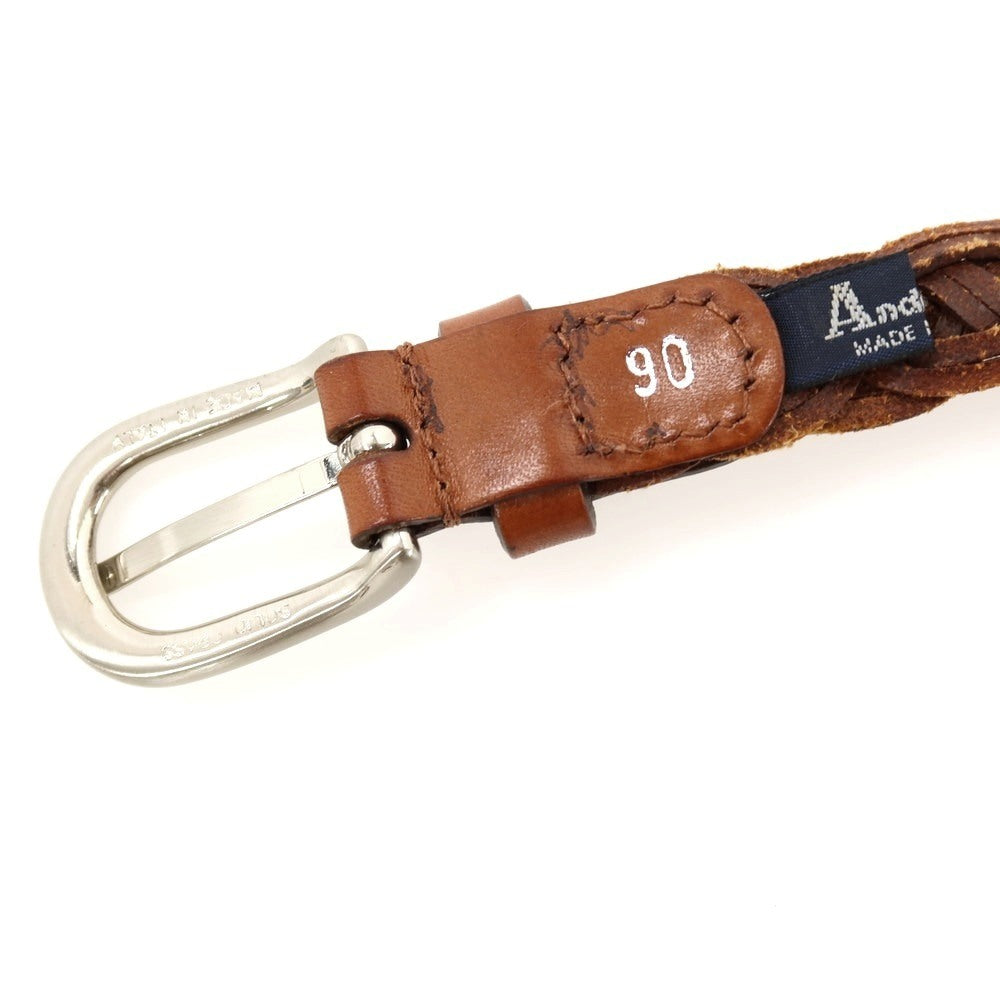 【中古】アンダーソンズ Andersons レザー メッシュベルト ブラウンxシルバー【サイズ90】【 状態ランクB 】【 メンズ 】