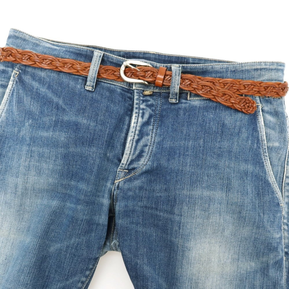 【中古】アンダーソンズ Andersons レザー メッシュベルト ブラウンxシルバー【サイズ90】【 状態ランクB 】【 メンズ 】