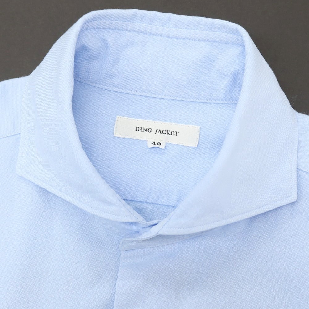 【中古】リングヂャケット RING JACKET コットン ホリゾンタルカラー ドレスシャツ ブルー【サイズ40】【 状態ランクC 】【 メンズ 】