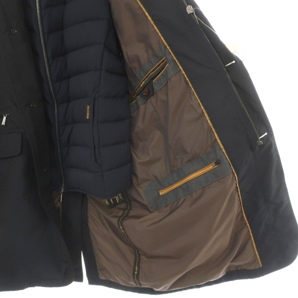 【中古】ムーレー MOORER ポリエステル ライナーダウンベスト付き コート ダークネイビー【サイズ46】【 状態ランクC 】【 メンズ 】