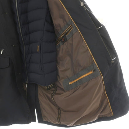 【中古】ムーレー MOORER ポリエステル ライナーダウンベスト付き コート ダークネイビー【サイズ46】【 状態ランクC 】【 メンズ 】