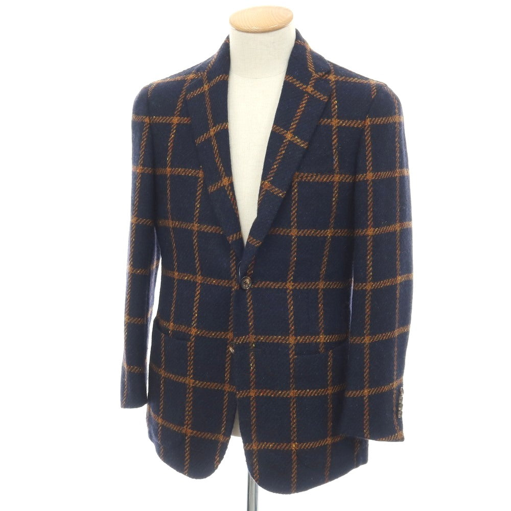 【中古】スティレ ラティーノ STILE LATINO ウール ウィンドウペーンチェック 3B テーラードジャケット ネイビーxオレンジ【サイズ44】【 状態ランクB 】【 メンズ 】