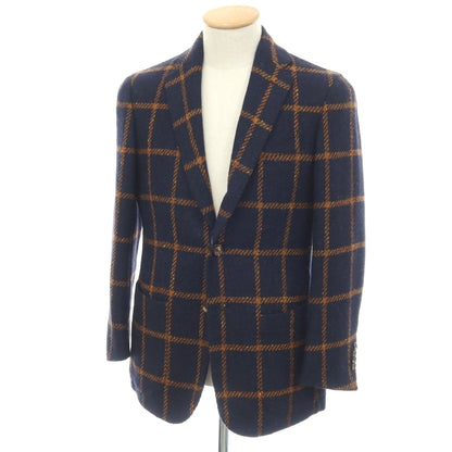 【中古】スティレ ラティーノ STILE LATINO ウール ウィンドウペーンチェック 3B テーラードジャケット ネイビーxオレンジ【サイズ44】【 状態ランクB 】【 メンズ 】