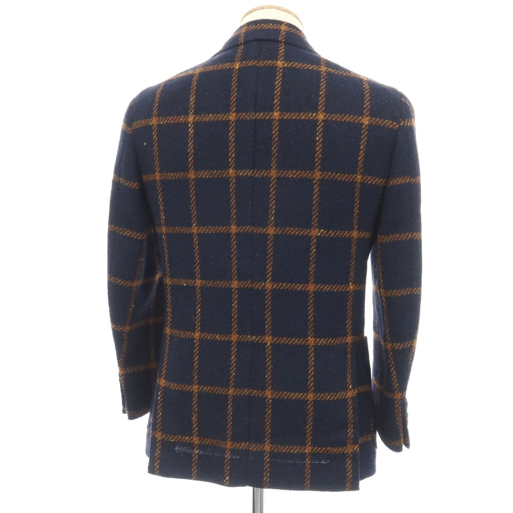 【中古】スティレ ラティーノ STILE LATINO ウール ウィンドウペーンチェック 3B テーラードジャケット ネイビーxオレンジ【サイズ44】【 状態ランクB 】【 メンズ 】