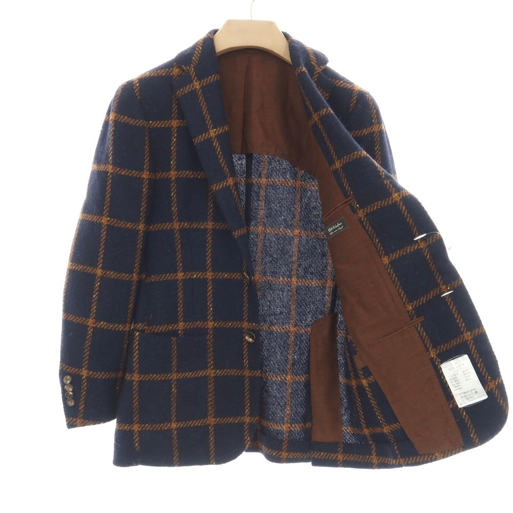 【中古】スティレ ラティーノ STILE LATINO ウール ウィンドウペーンチェック 3B テーラードジャケット ネイビーxオレンジ【サイズ44】【 状態ランクB 】【 メンズ 】