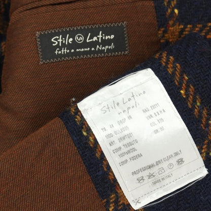 【中古】スティレ ラティーノ STILE LATINO ウール ウィンドウペーンチェック 3B テーラードジャケット ネイビーxオレンジ【サイズ44】【 状態ランクB 】【 メンズ 】