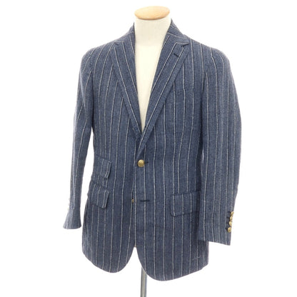 【中古】スティレ ラティーノ STILE LATINO GULE032 リネンシルクコットンナイロン ストライプ 3B テーラードジャケット ライトネイビー【サイズ44】【 状態ランクC 】【 メンズ 】