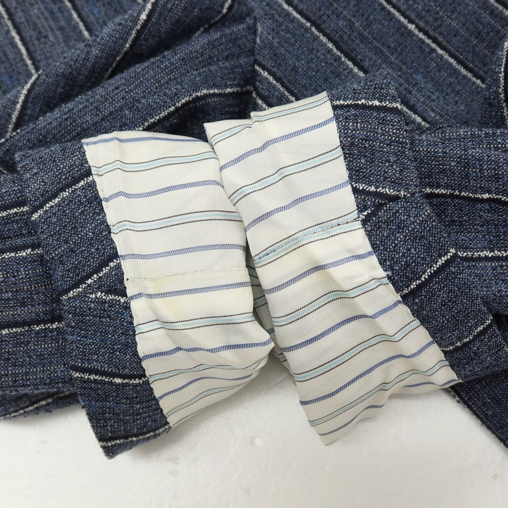 【中古】スティレ ラティーノ STILE LATINO GULE032 リネンシルクコットンナイロン ストライプ 3B テーラードジャケット ライトネイビー【サイズ44】【 状態ランクC 】【 メンズ 】