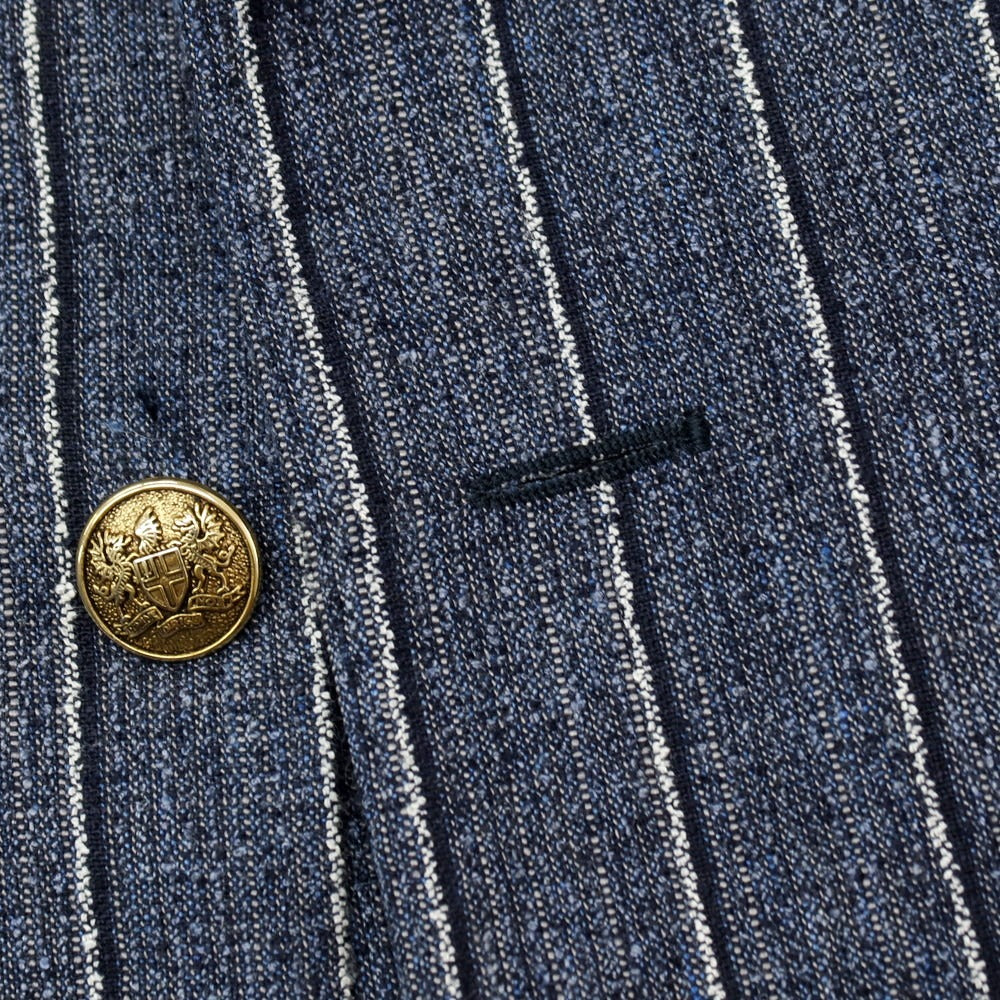 【中古】スティレ ラティーノ STILE LATINO GULE032 リネンシルクコットンナイロン ストライプ 3B テーラードジャケット ライトネイビー【サイズ44】【 状態ランクC 】【 メンズ 】